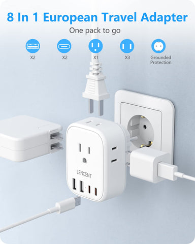 LENCENT USB-C and USB-A ports enable fast charging on the go.