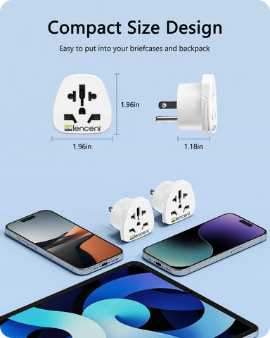 LENCENT World-to-US adapter with safety shutters and grounding.