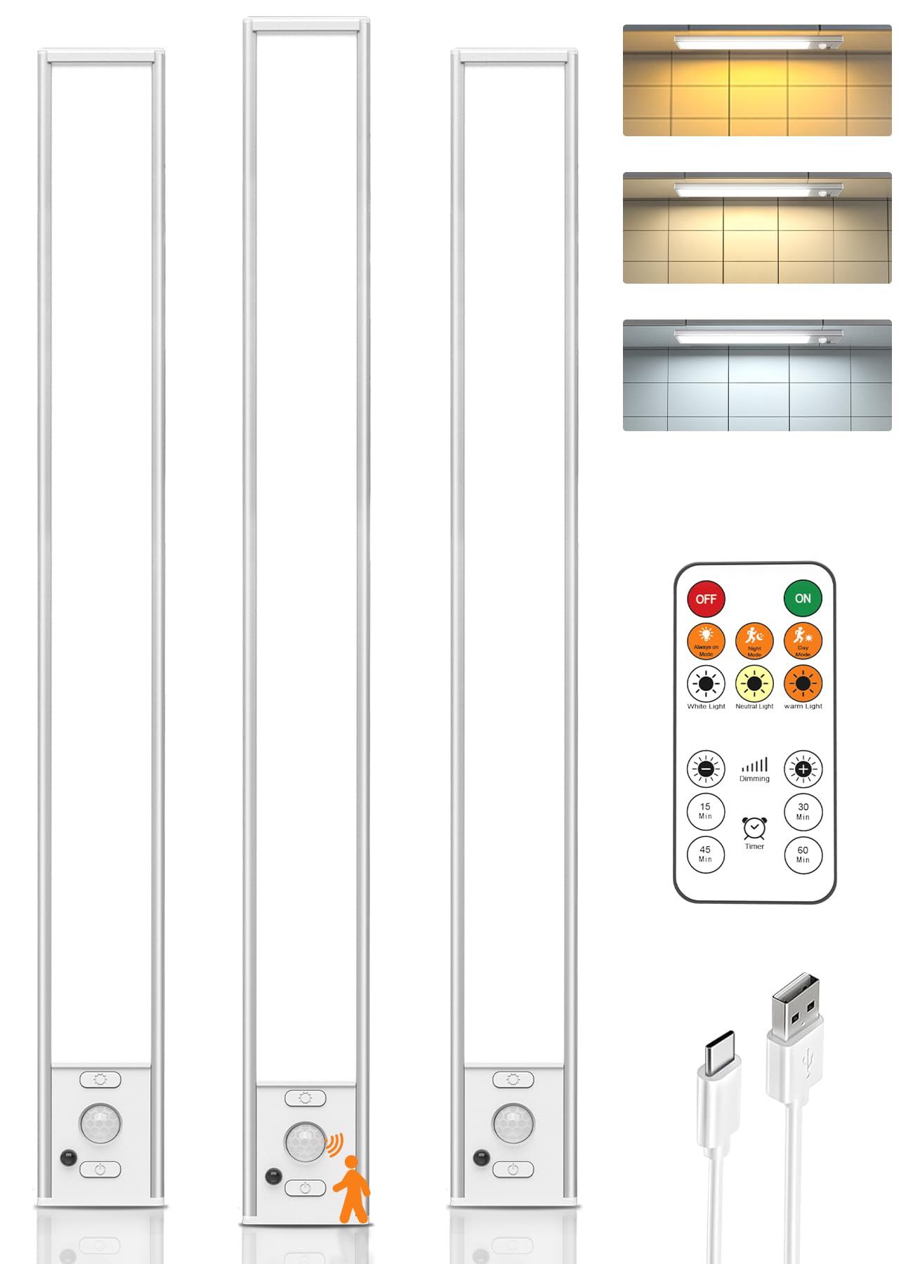 LENOMA 16in under-cabinet light with remote for bright, even kitchen and closet illumination.