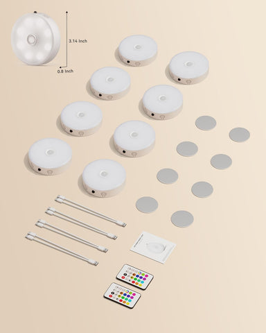 LENOMA puck lights in a closet setup, brightening a storage area.