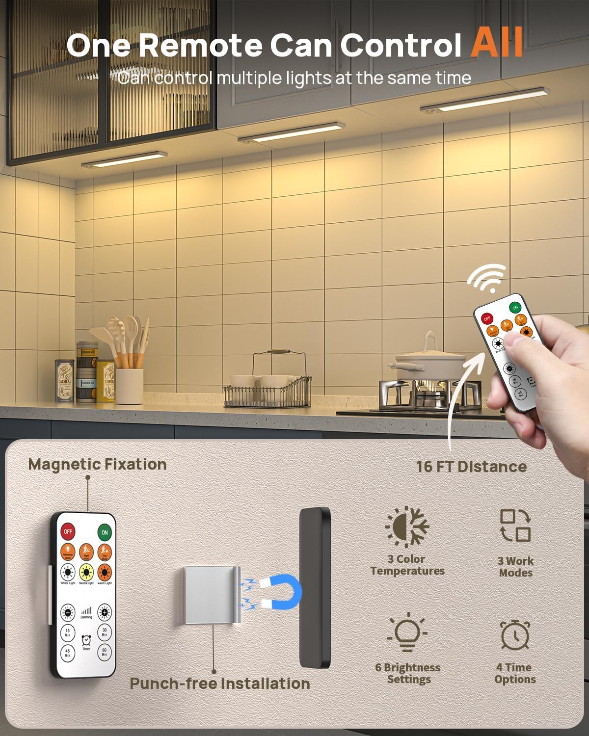 LENOMA three-color temperature option from warm to cool for task lighting.