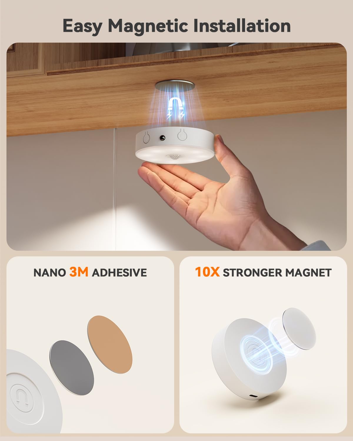 LENOMA under-cabinet light mounted on a metal sheet for flexible positioning.