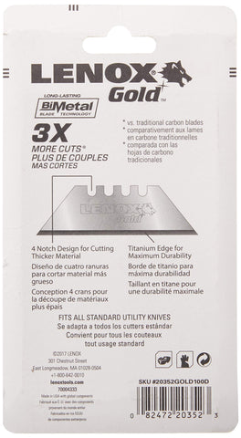 Lenox Gold shatterproof back provides safety and stability during cuts.