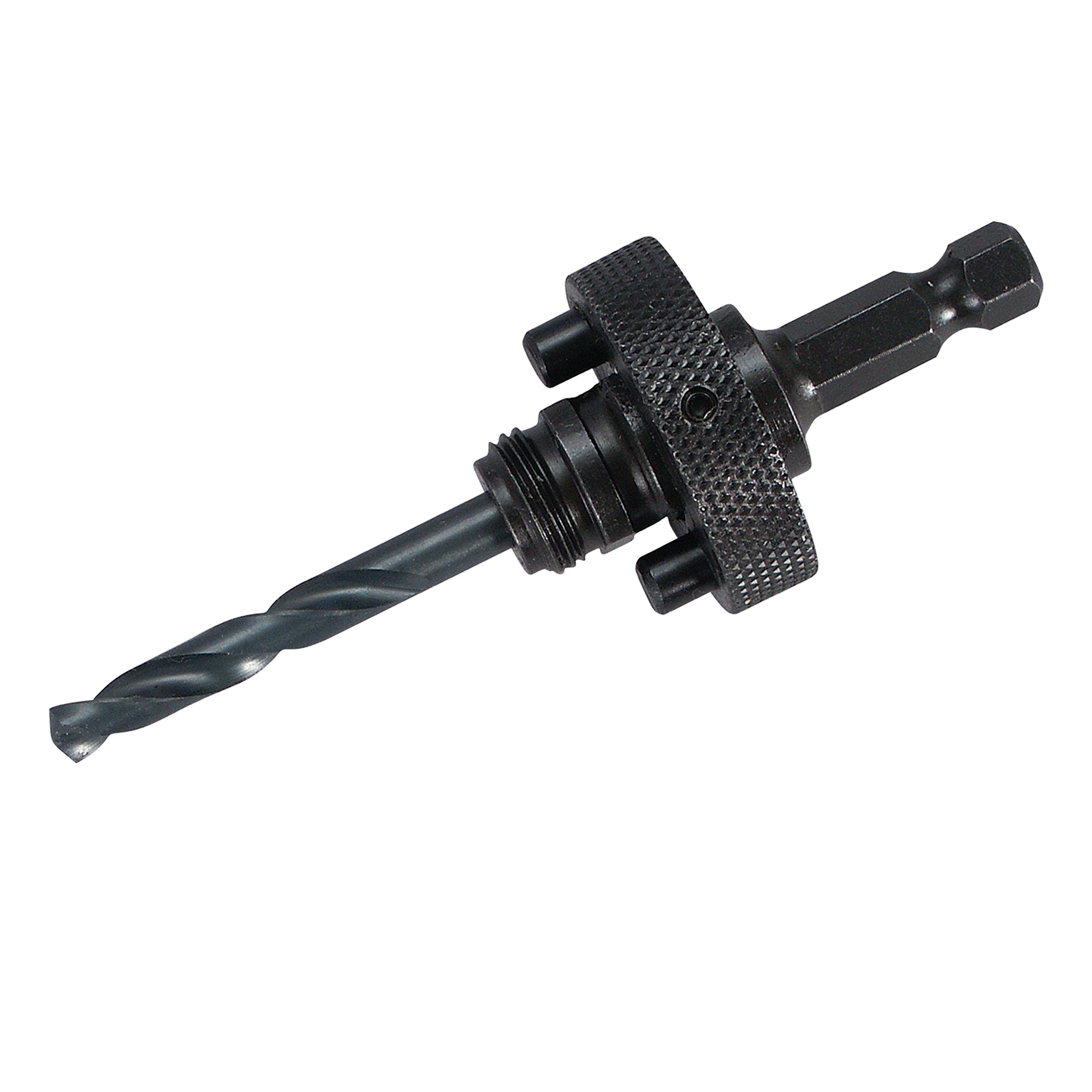 Lenox hole saw arbor with 3/8 in shank for smooth, fast metal and wood drilling.
