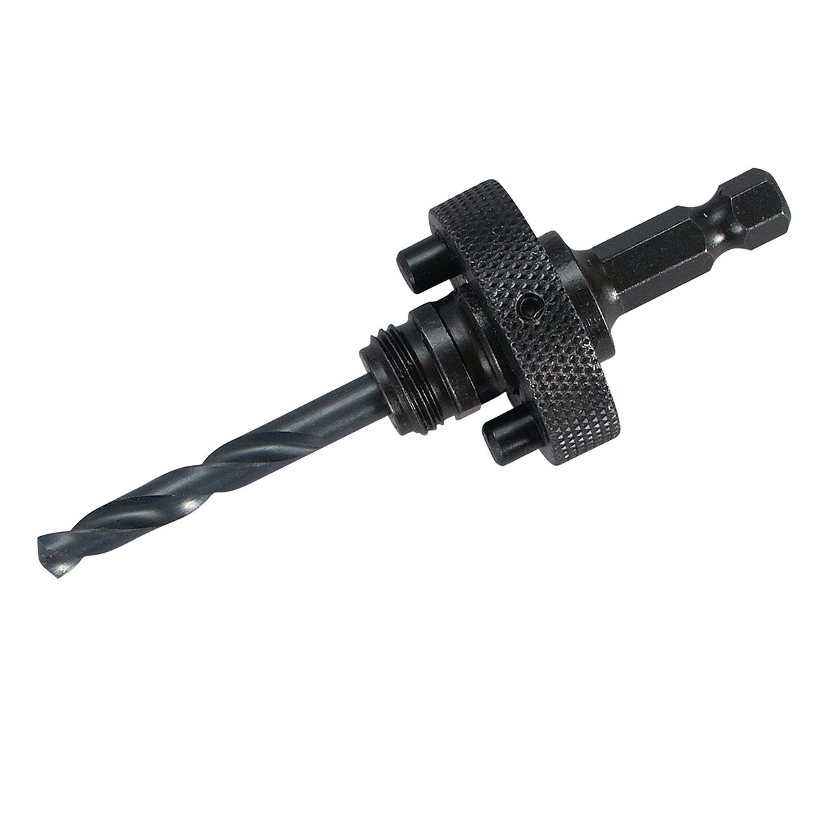 Lenox hole saw arbor with 3/8 in shank for smooth, fast metal and wood drilling.