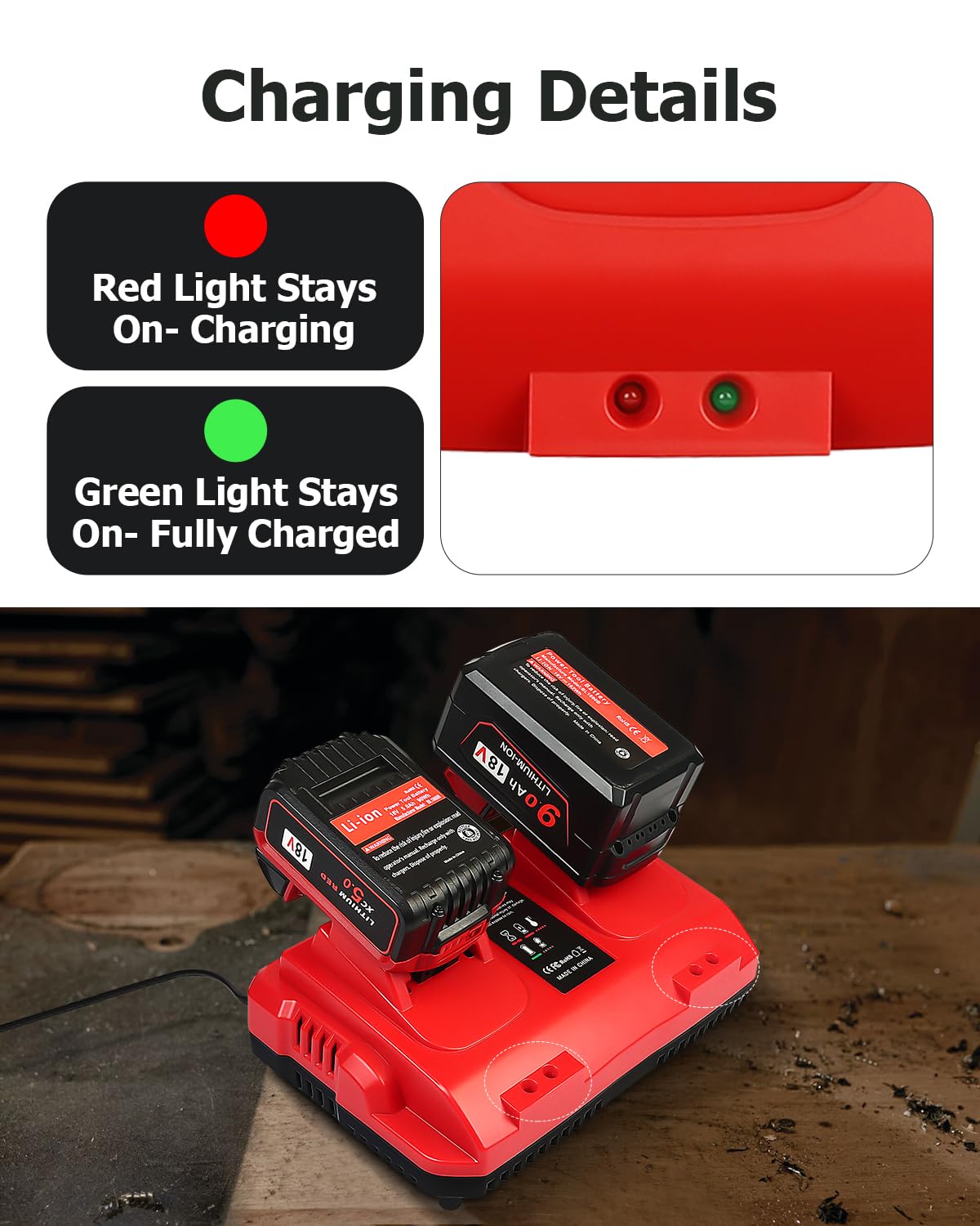 Close-up of Lenoya charging ports for two fast-charge interfaces.