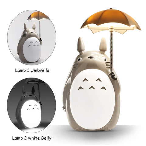 Lenporl BATVOX Totoro belly light glows softly on a bedside table