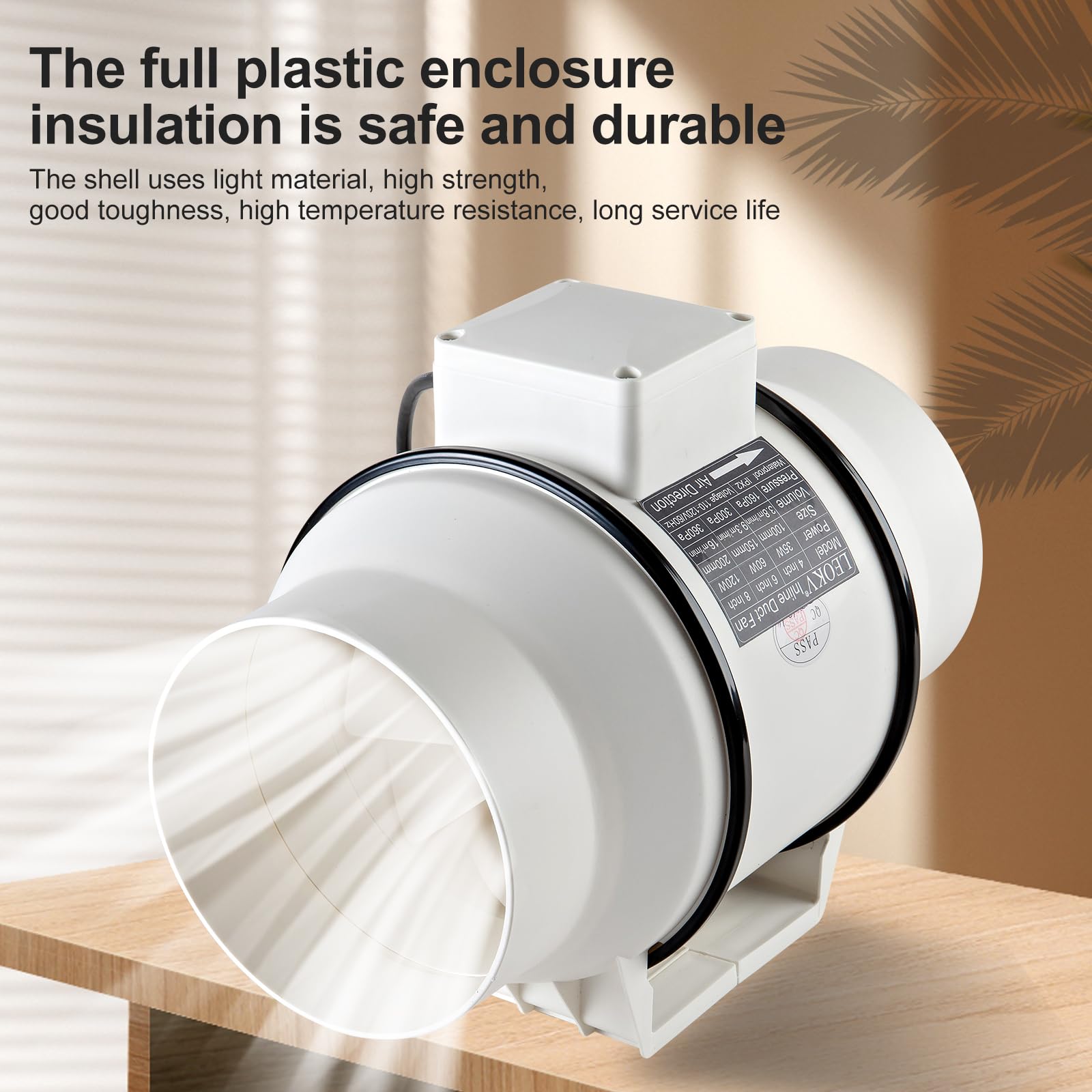 LEOKV durable white housing protects components from moisture and dust.