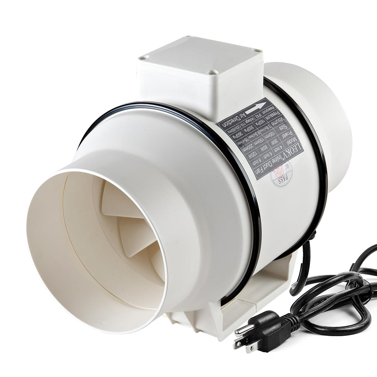 LEOKV 6Inch inline fan product shot highlighting compact, durable housing for easy setup.