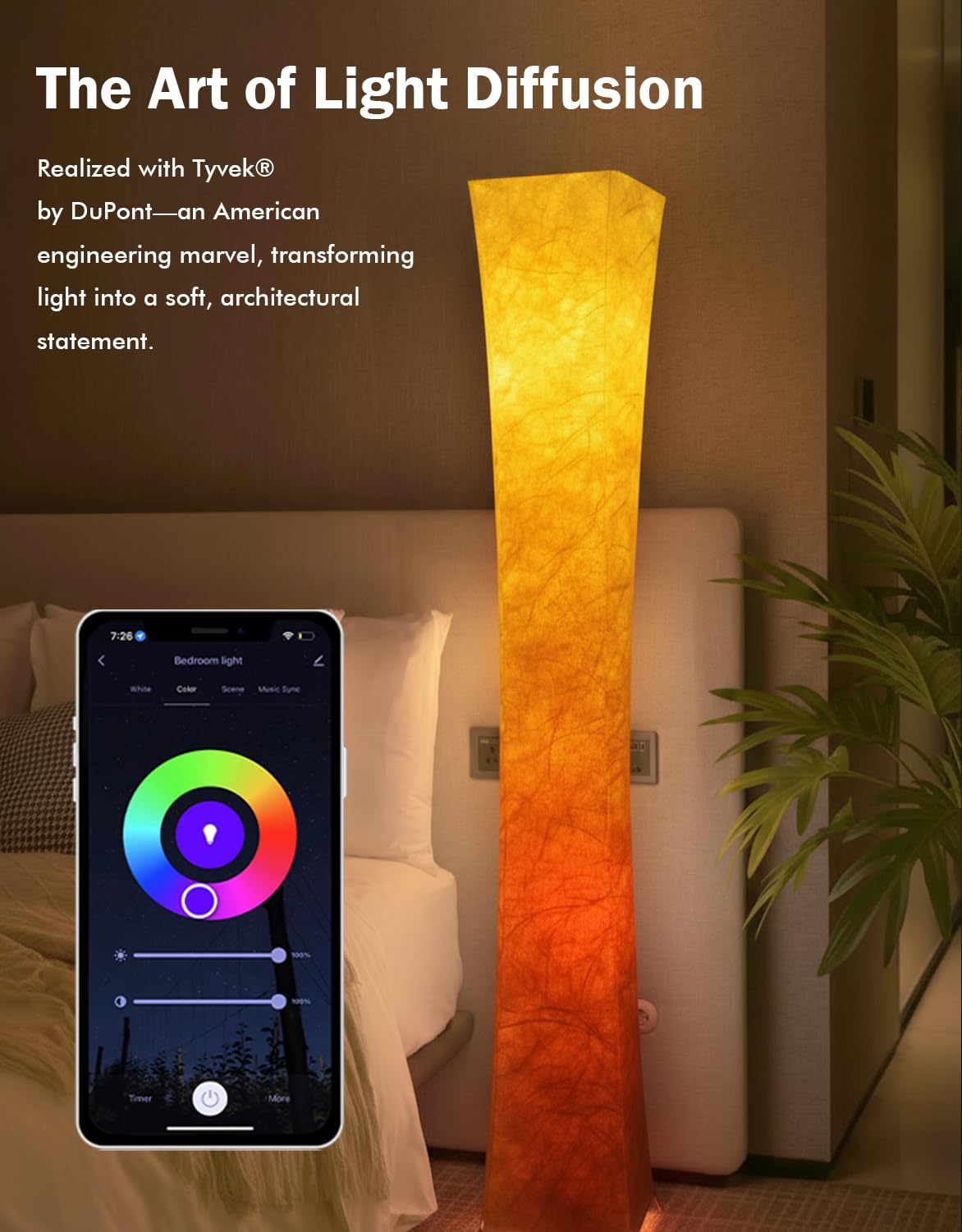LEONC Design 65-inch floor lamp standing tall for living rooms and bedrooms.