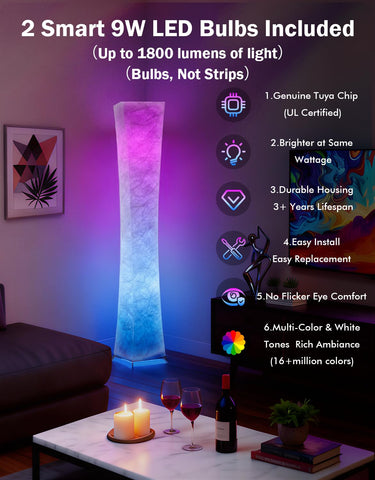 LEONC Design floor lamp remote highlighting convenient operation from anywhere in the room.