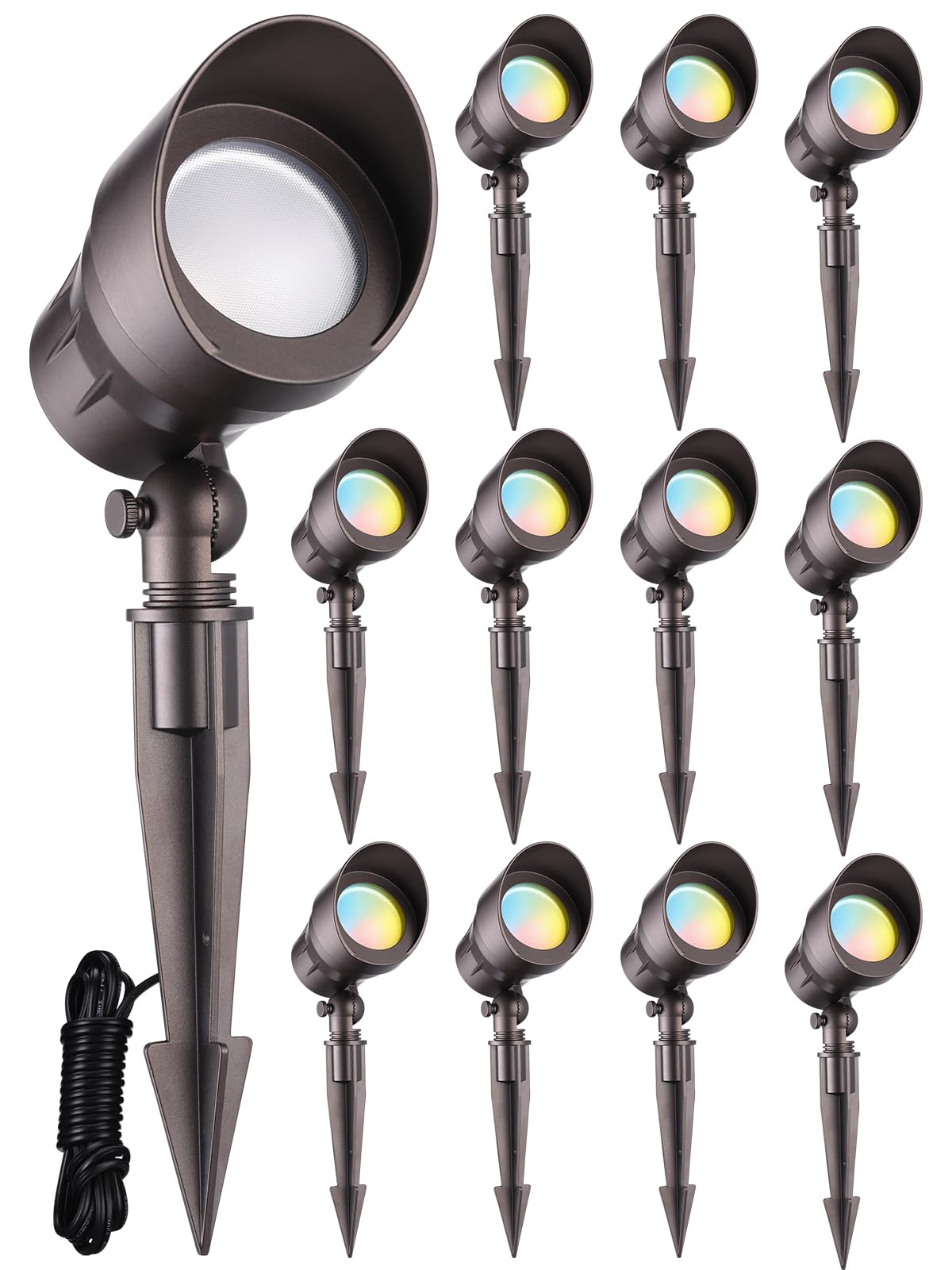 LEONLITE landscape spotlight with 45-degree beam highlights home exterior.