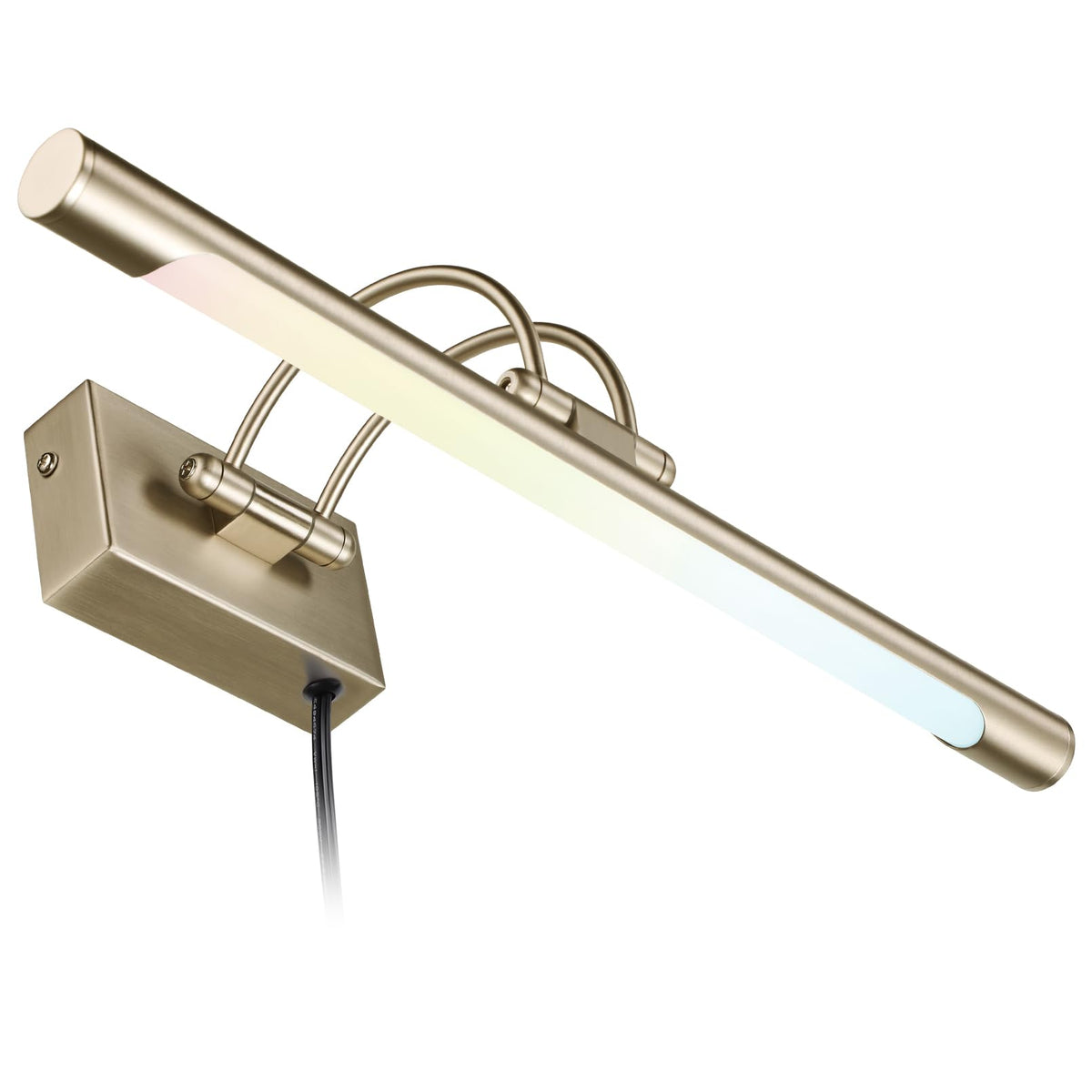 LEONLITE 3CCT dimmable picture light over artwork for mood-adjustable illumination.