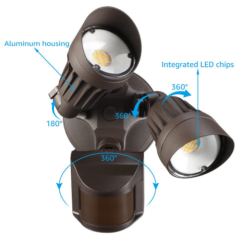 LEONLITE 3CCT security light 3000-lumen brightness illuminates paths.