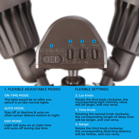 LEONLITE 3CCT security light bronze aluminum body withstands weather.