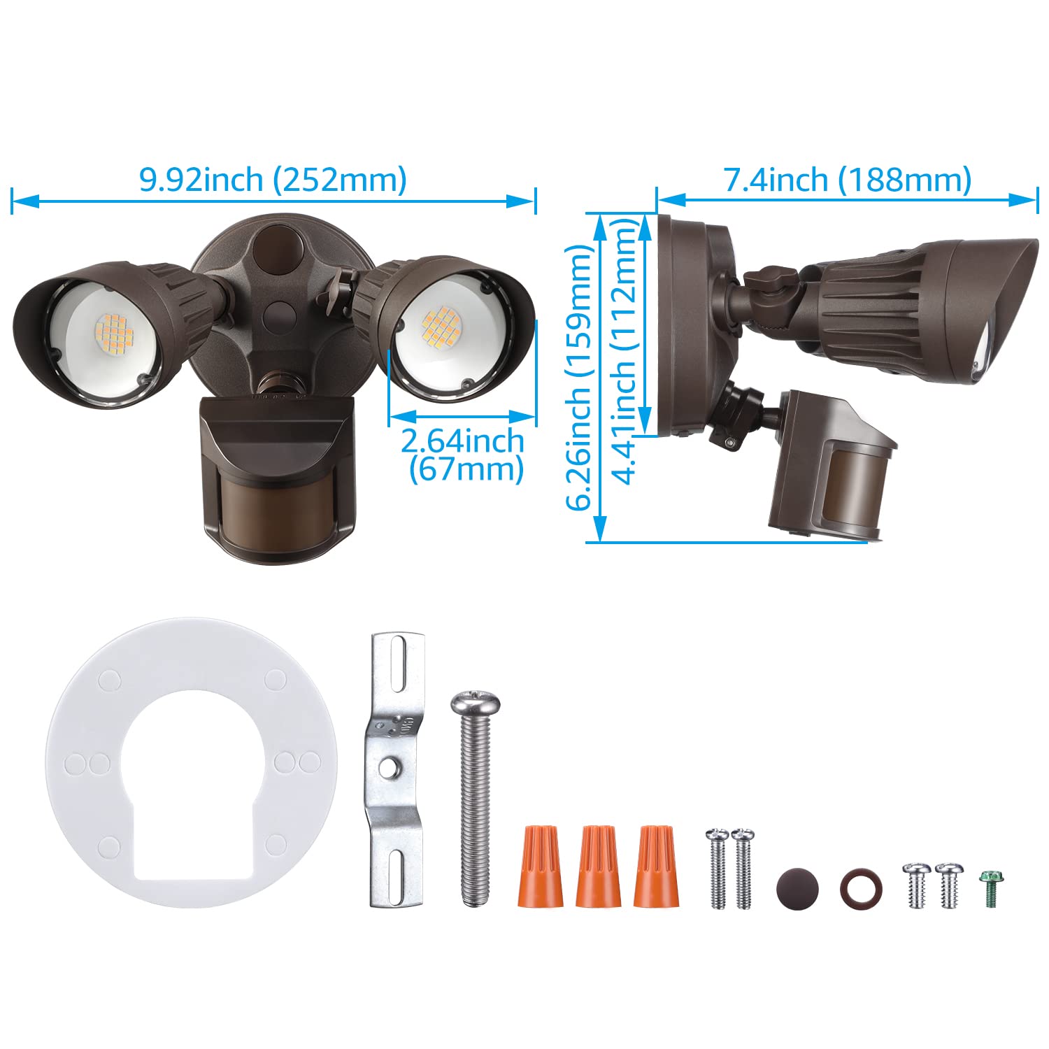 LEONLITE 3CCT security light IP65 rating protects against rain.