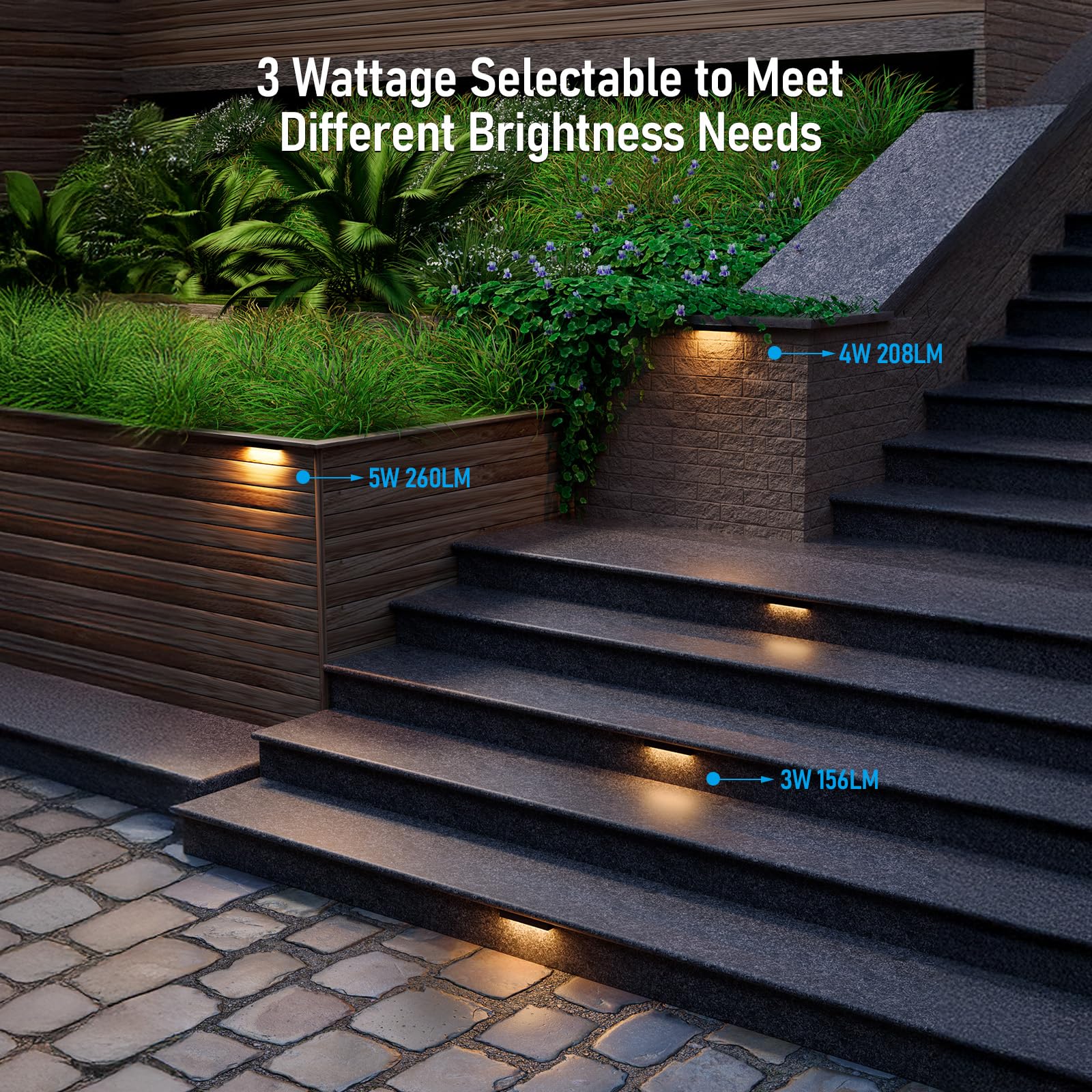 LEONLITE rotatable 7-inch hardscape light for flexible placement near stairs