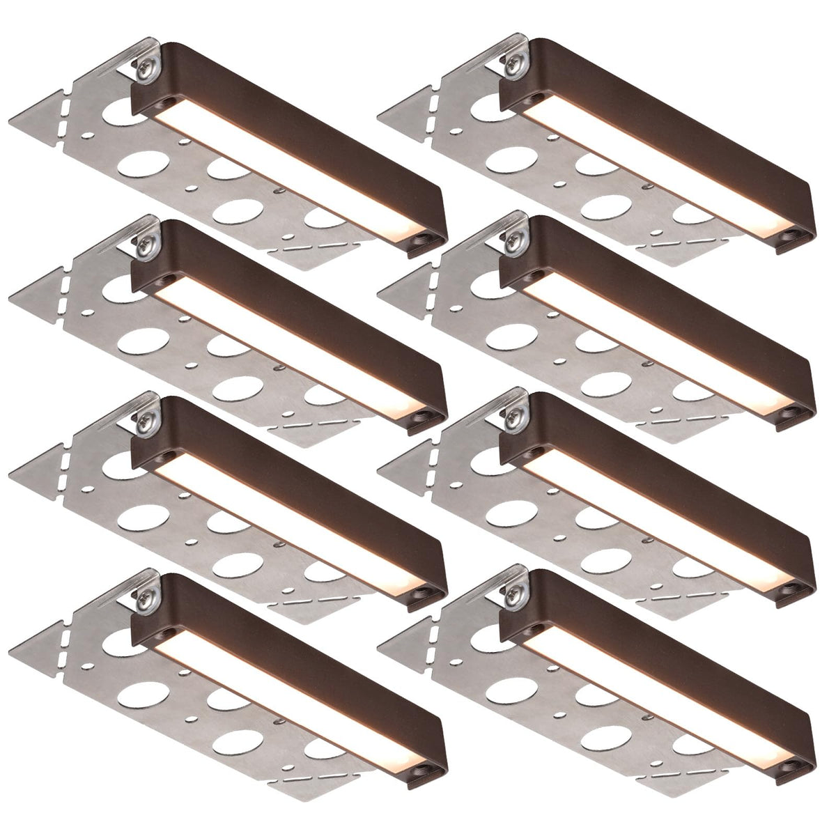 LEONLITE 8-pack 7-inch hardscape light on a stone step for warm outdoor illumination