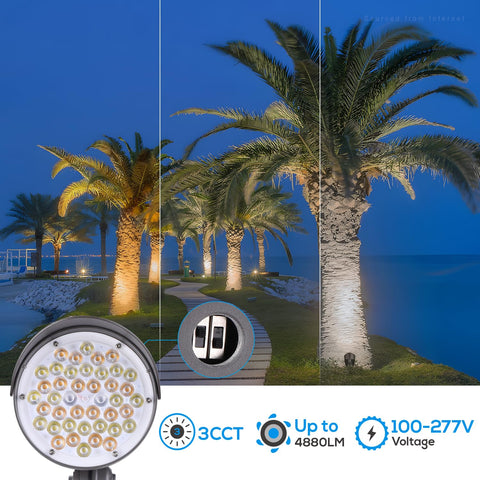 LEONLITE bullet flood 30W 3CCT 22° beam delivers brighter facade and flag lighting