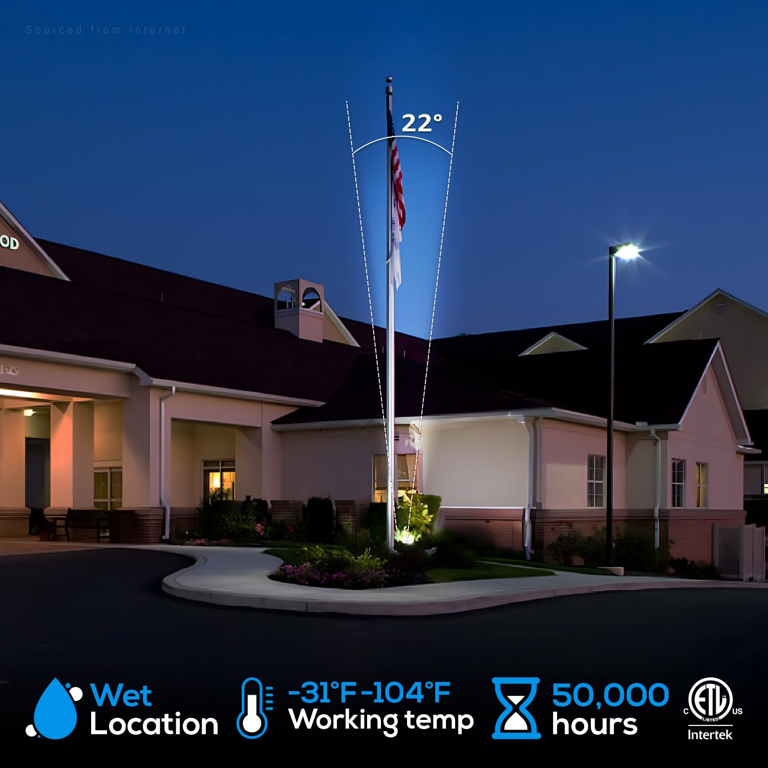 LEONLITE bullet flood 40W 3CCT 22° beam provides strong exterior illumination for wide areas