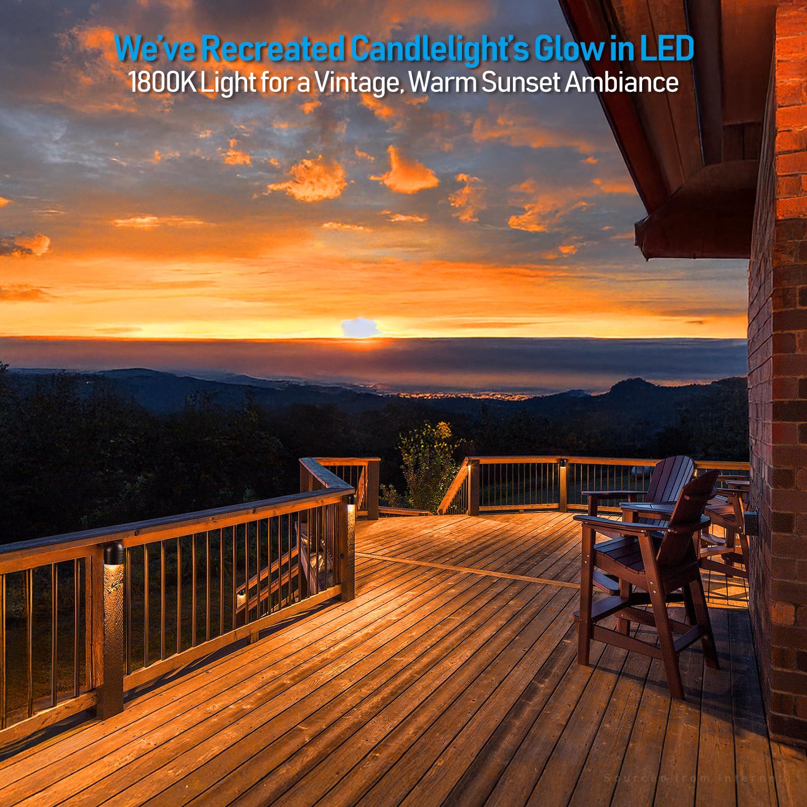 LEONLITE 1800K candle-like glow highlights warm ambiance on steps