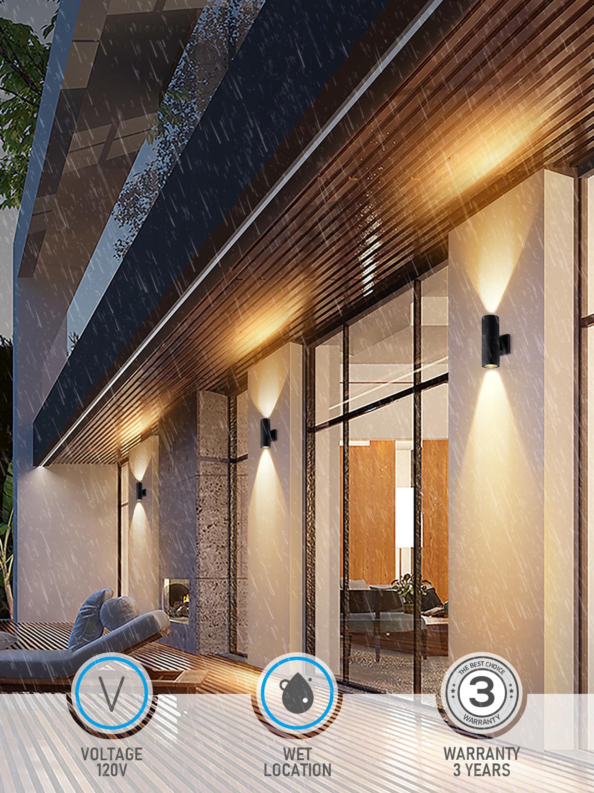 LEONLITE porch light with UL-listed E26 socket for bulb changes.