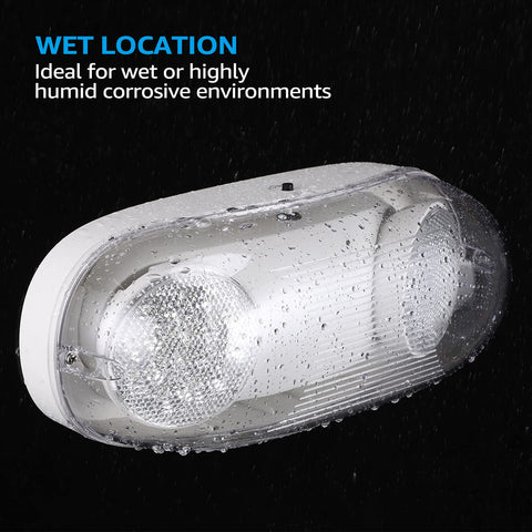 LEONLITE emergency-light tilt-heads show adjustable coverage for various exit areas