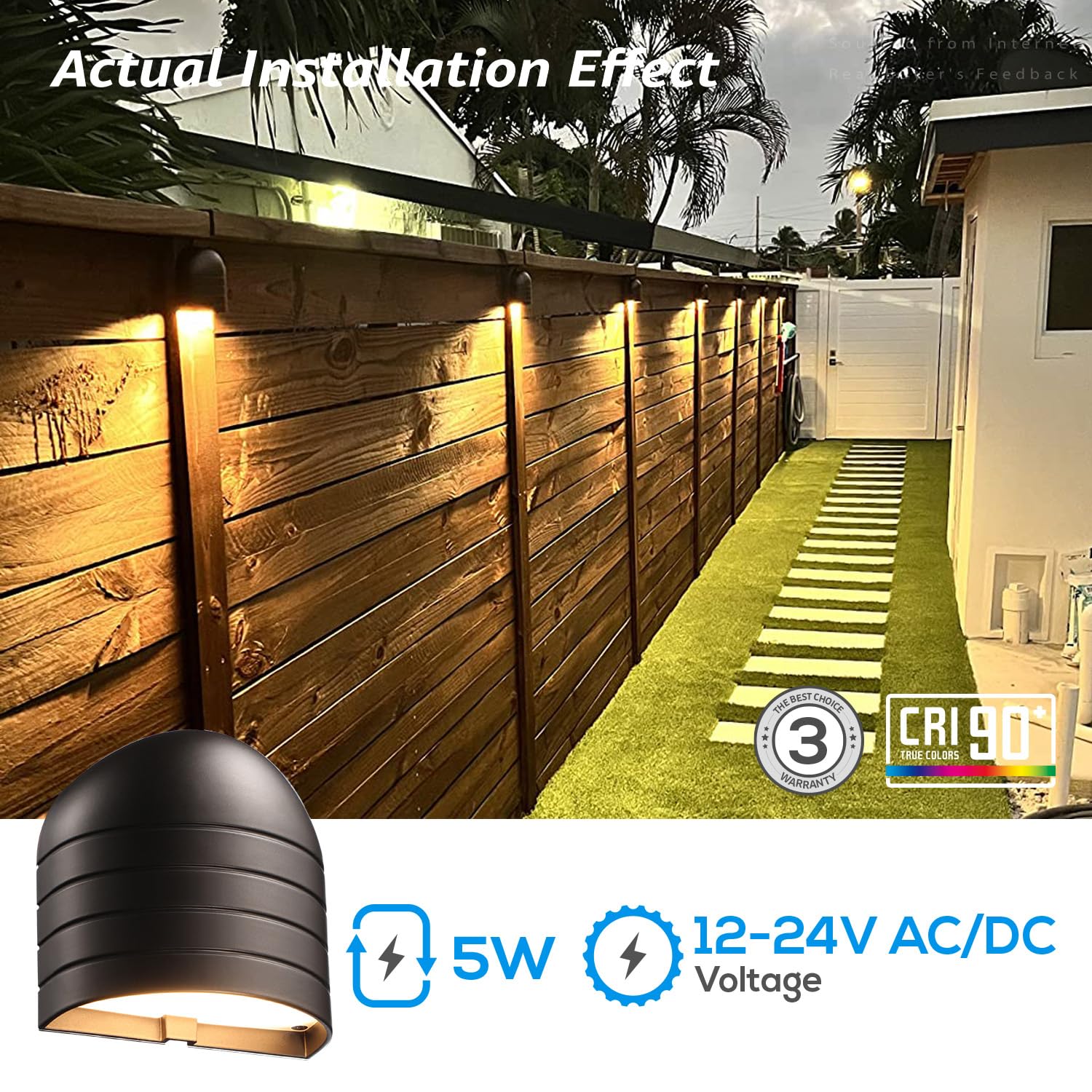 LEONLITE fence down light with up-down wiring space for clean install