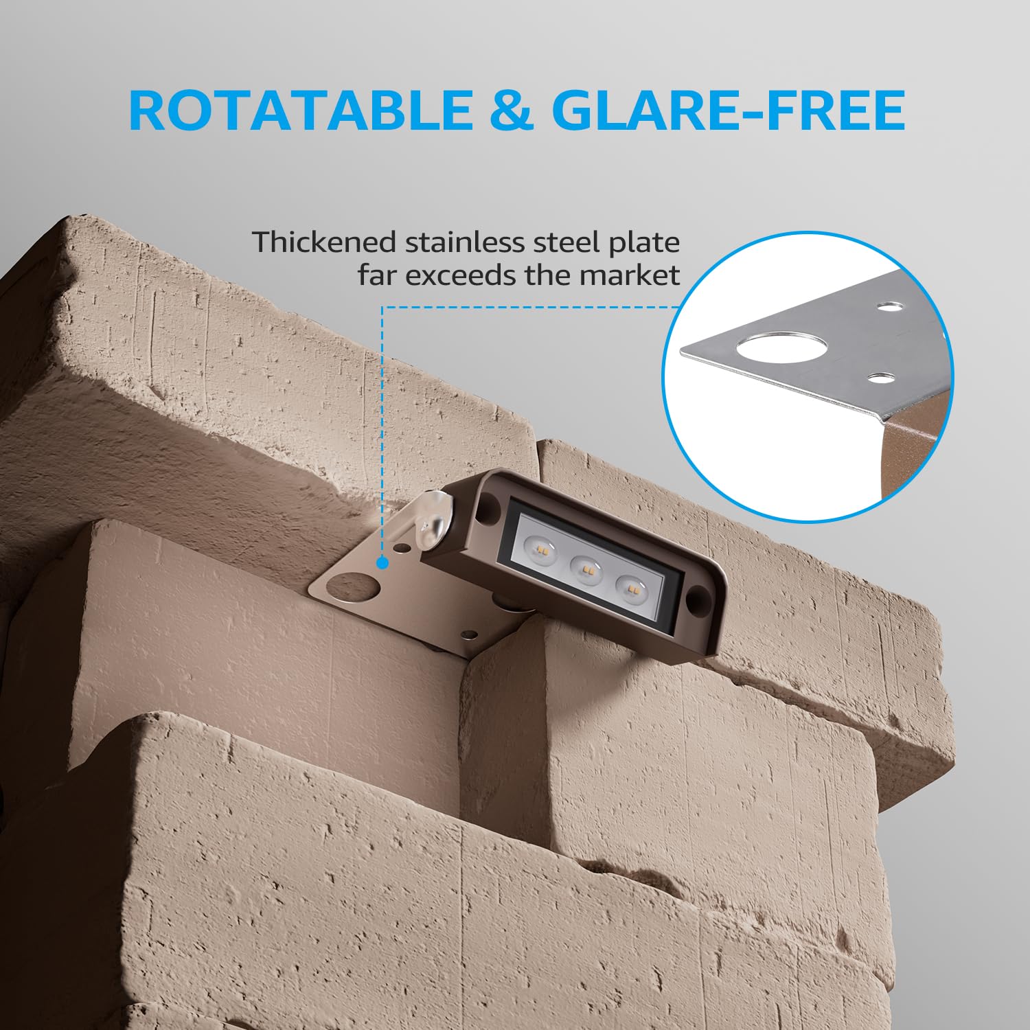 LEONLITE outdoor step light mounted on stainless plate with easy installation.