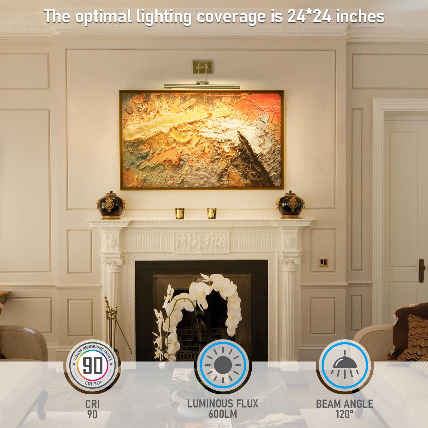 LEONLITE plug-in picture light for quick, cable-free setup above frames.