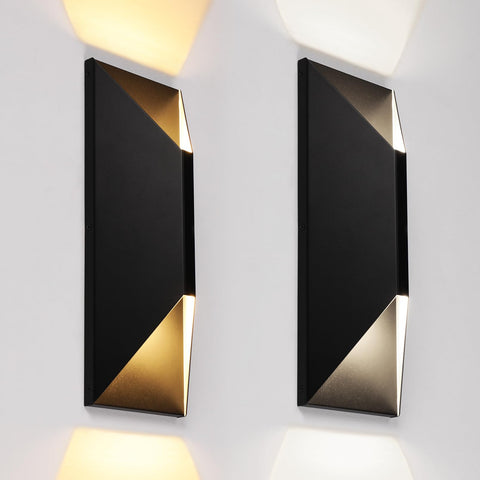 LEONLITE up-down wall light on a modern porch for balanced outdoor illumination