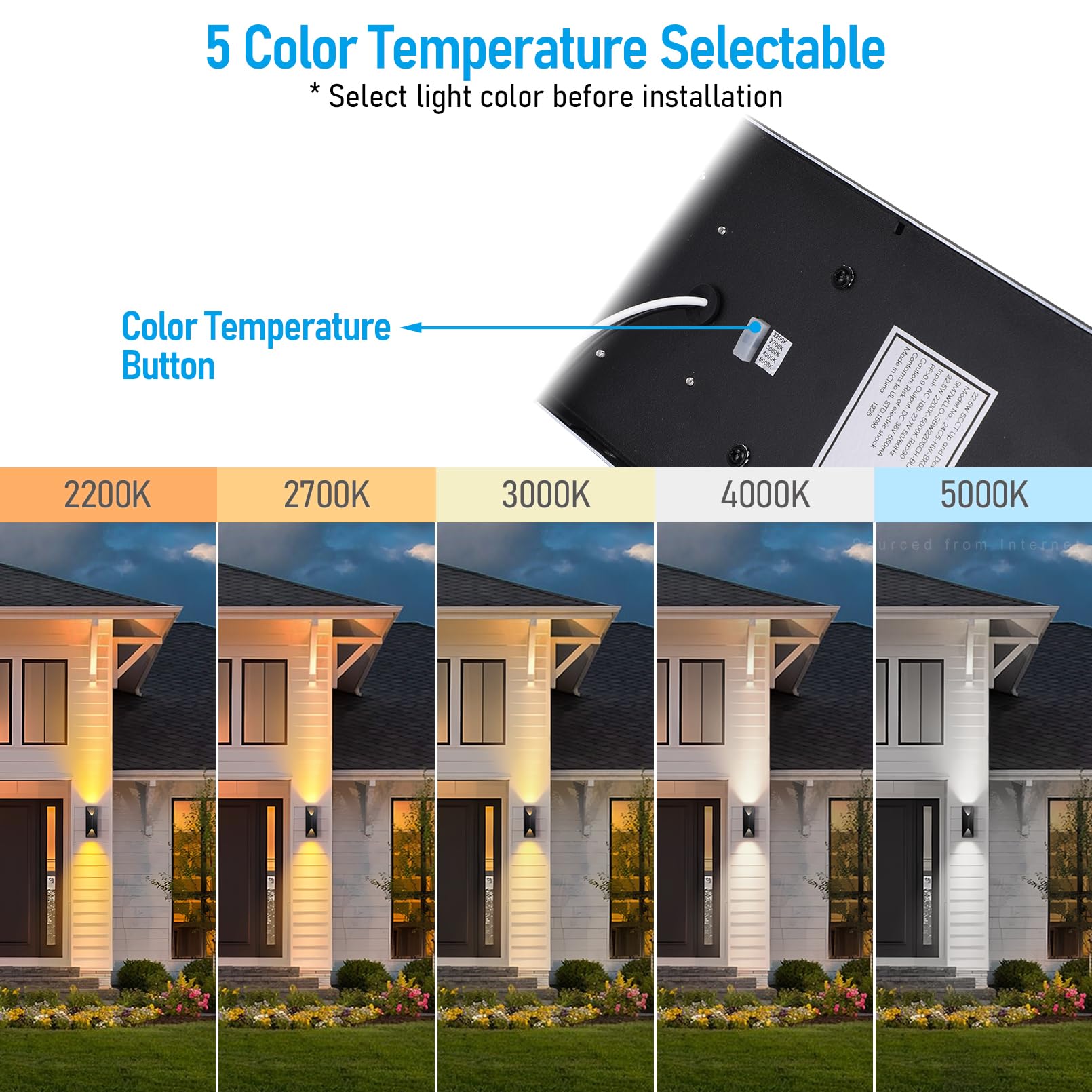 LEONLITE up-down wall light square face close-up showing crisp, uniform color