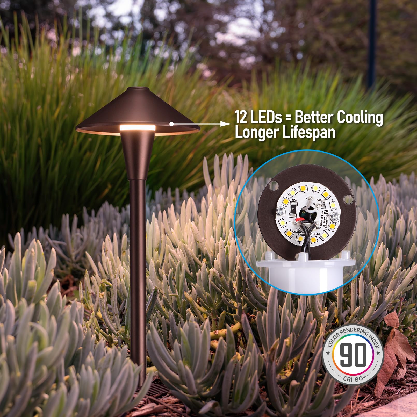 Easy stake installation for LEONLITE landscape lights.