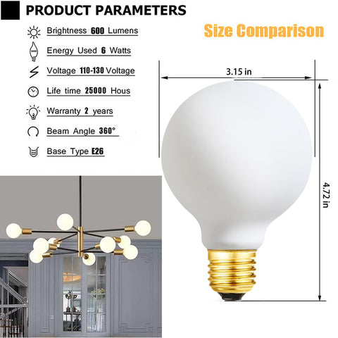 Leools 60W equivalent 6W LED globe for ceiling fans and chandeliers