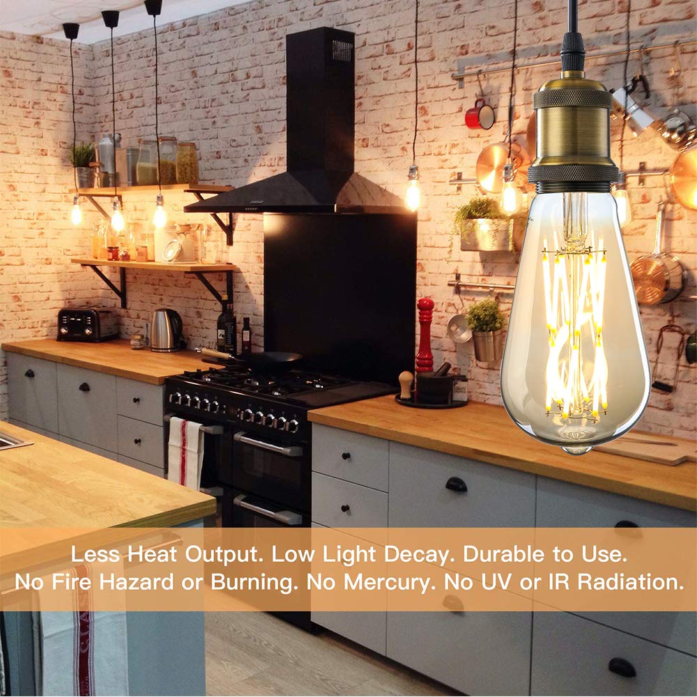 Leools amber glass Edison bulb side angle highlights vintage design