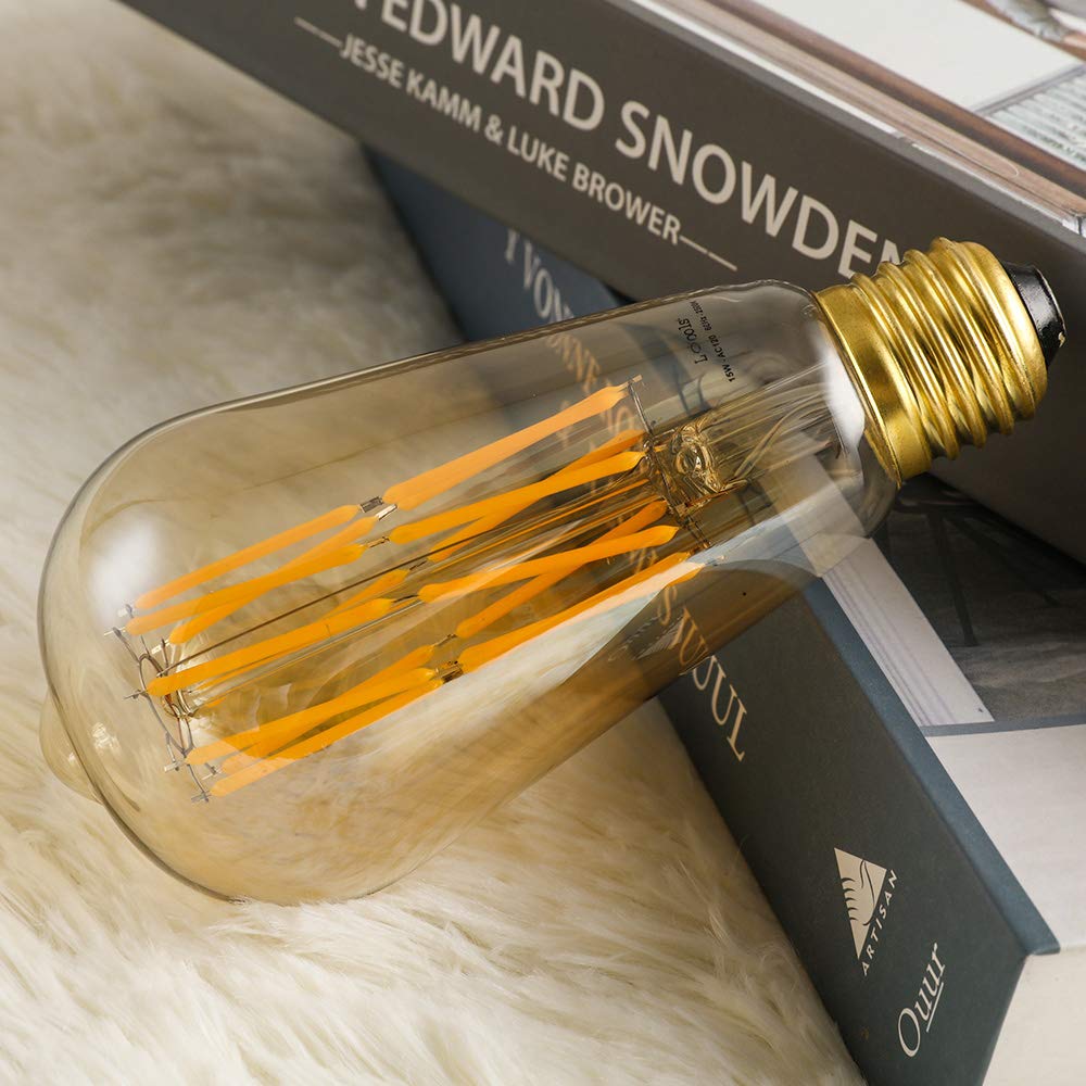Leools dimmable amber Edison bulb demonstrates mood lighting options