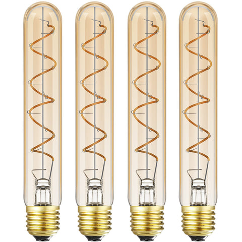Leools dimmable T10 LED bulb with amber glow for cozy ambience.