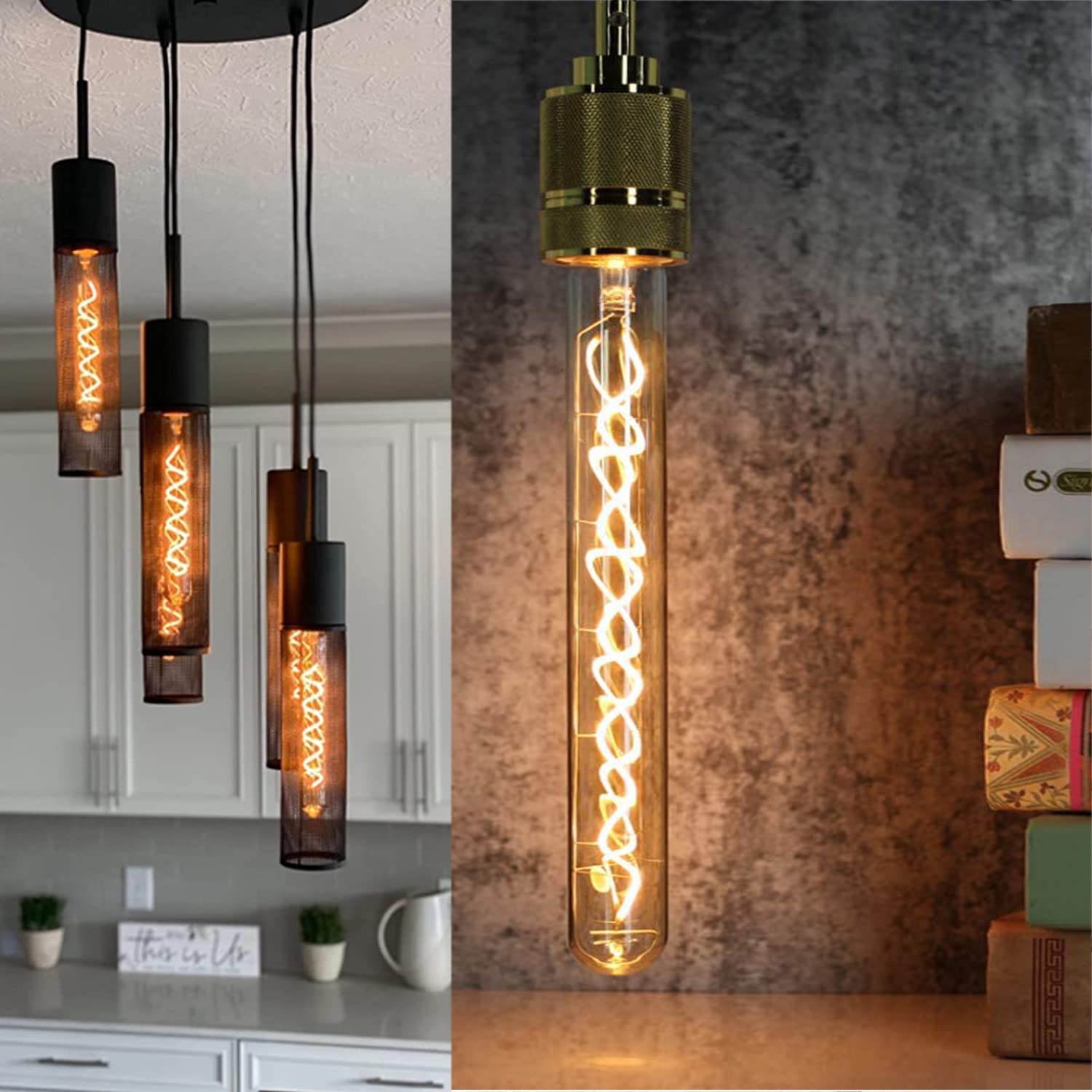 Leools E26 base long tubular Edison-style LED bulb