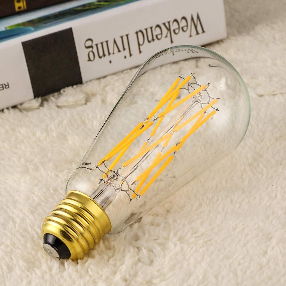 Leools Edison filament bulb with clear glass showing warm, inviting light.