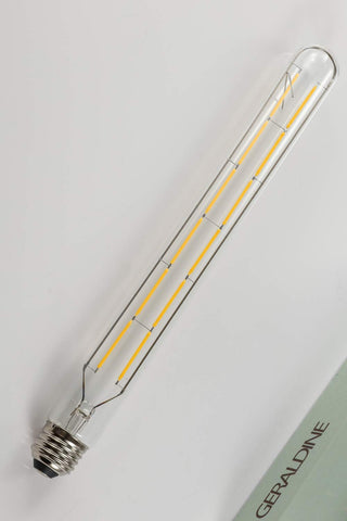 Leools LED tube bulb with clear glass and warm white light for cozy spaces.