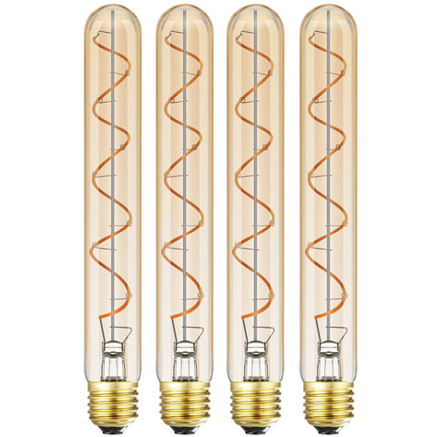 Leools vintage LED spiral filament bulb in T10 fits pendants with warm ambiance.