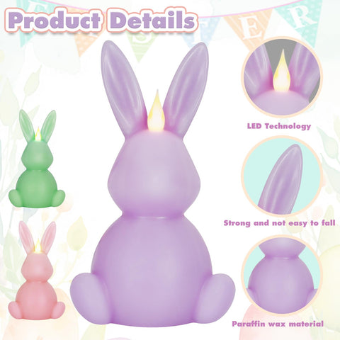 Leorate bunny flameless candle purple enhances living room festive decor