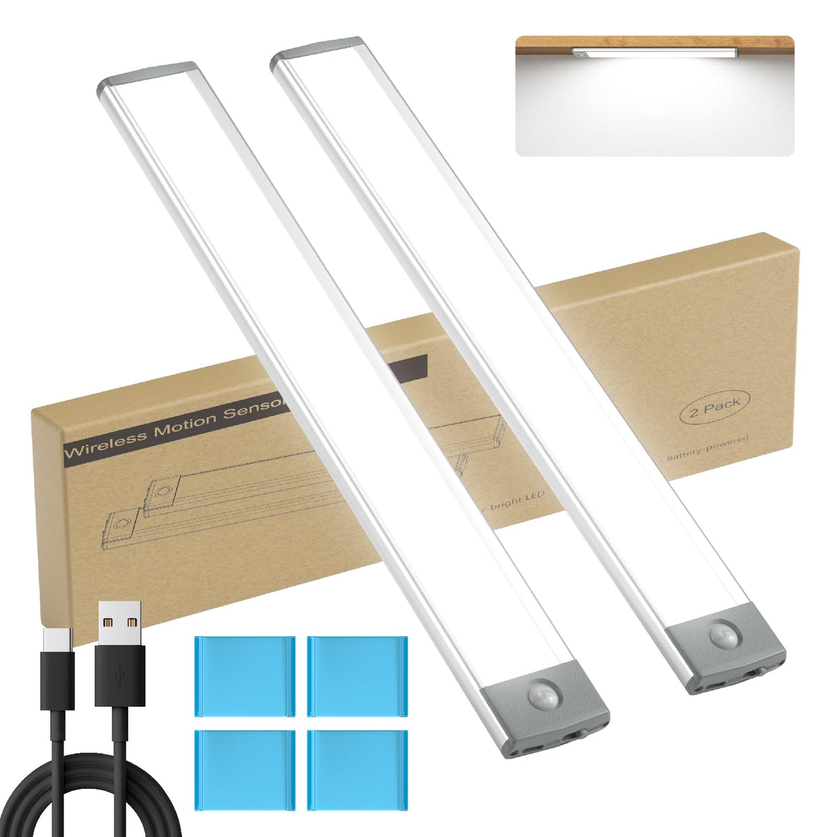 LEPOTEC under-cabinet panel lights with 54 LEDs provide glare-free illumination.