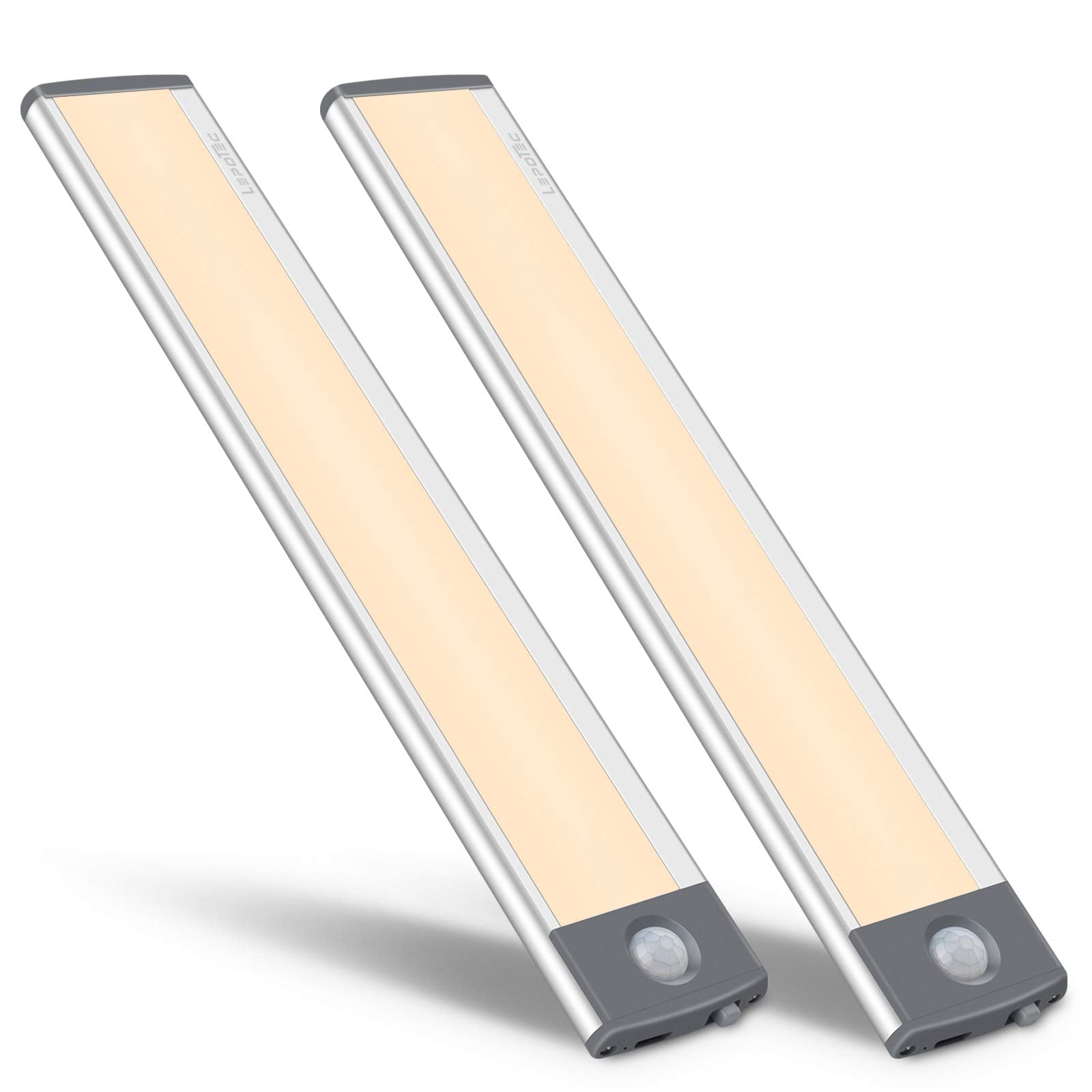 LEPOTEC 30-LED motion sensor cabinet light provides even illumination on shelves