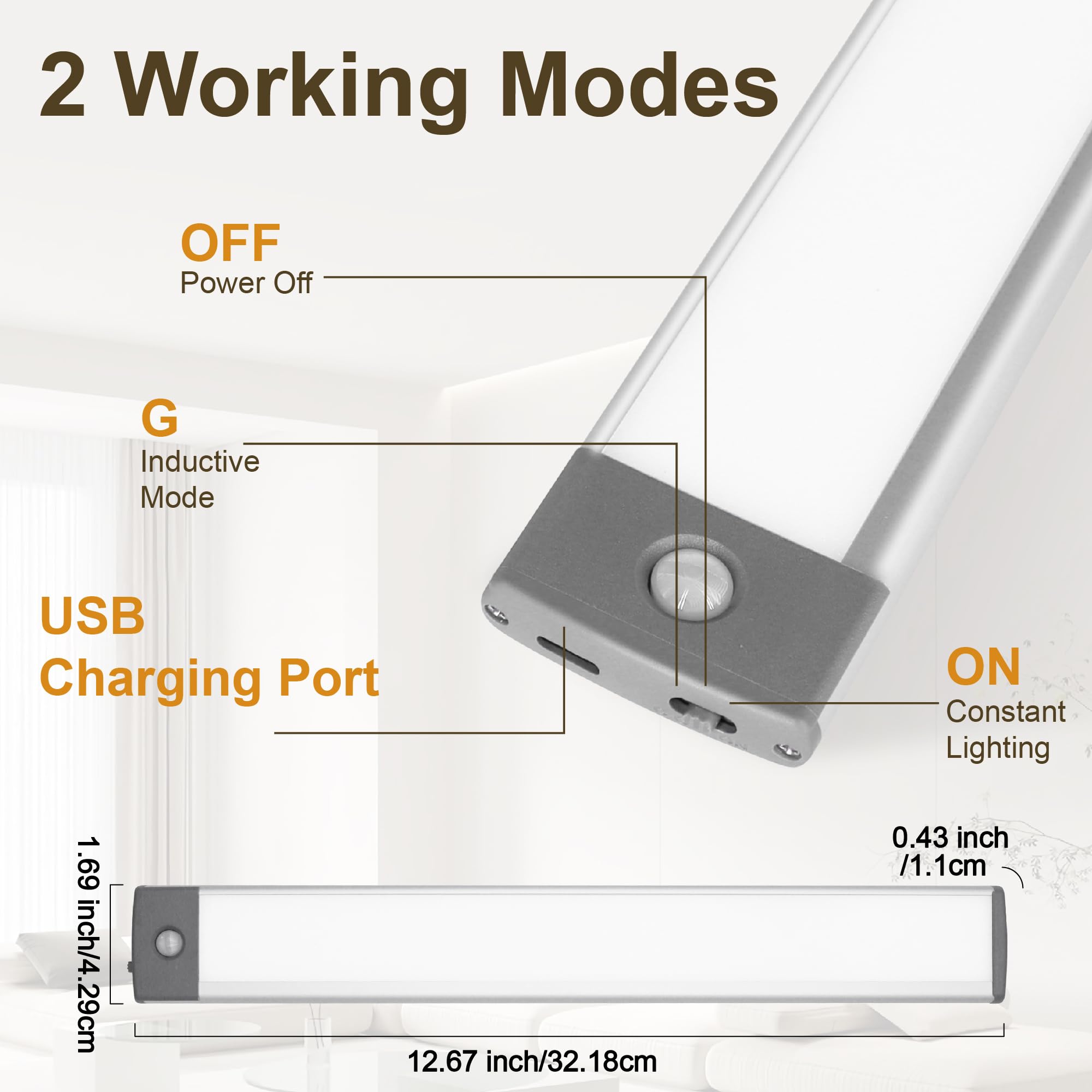 LEPOTEC USB charging keeps the lights ready for kitchen and closet use.