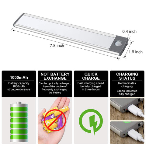 LEPOTEC USB rechargeable closet light with wireless charging convenience