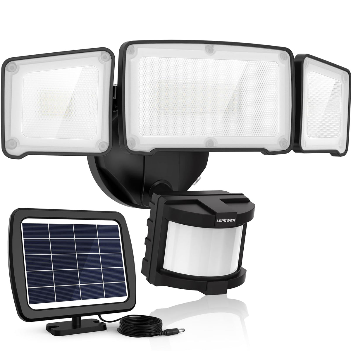 LEPOWER 1600LM solar security light installation for easy outdoor setup.