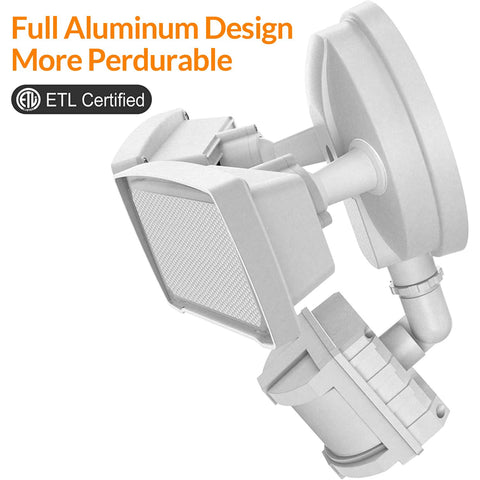LEPOWER 3200-lumen flood light brightens porches and yards at night.