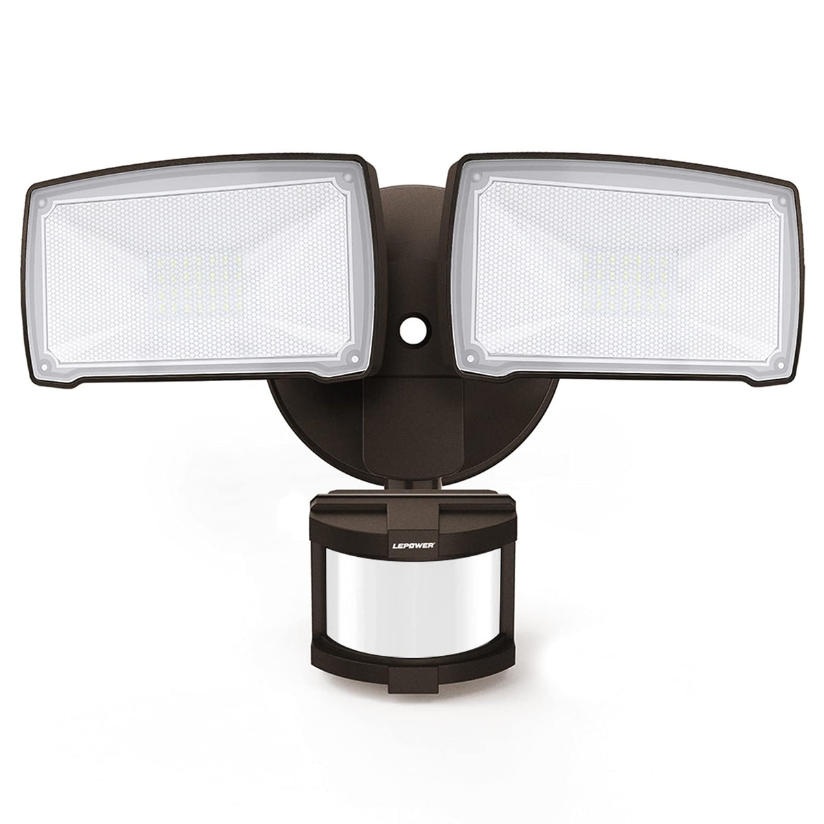 LEPOWER 30W LED security light with two adjustable heads lighting wide outdoor area