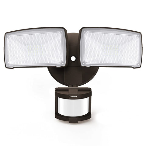 LEPOWER 30W LED security light with two adjustable heads lighting wide outdoor area